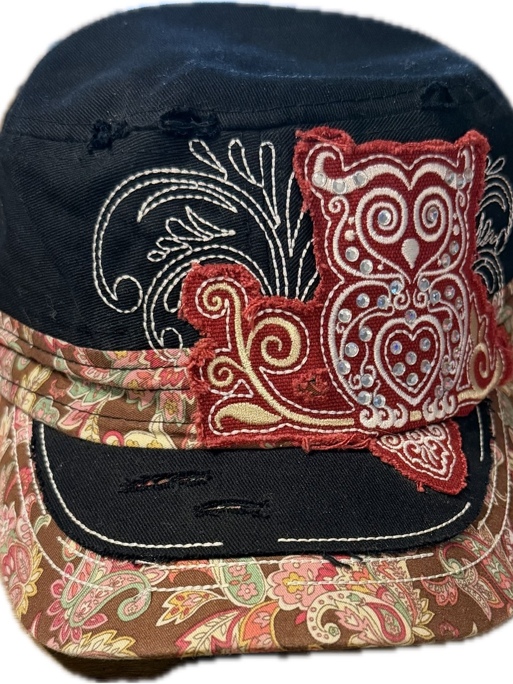 KBETHOS Paisley Owl Adjustable Black Hat